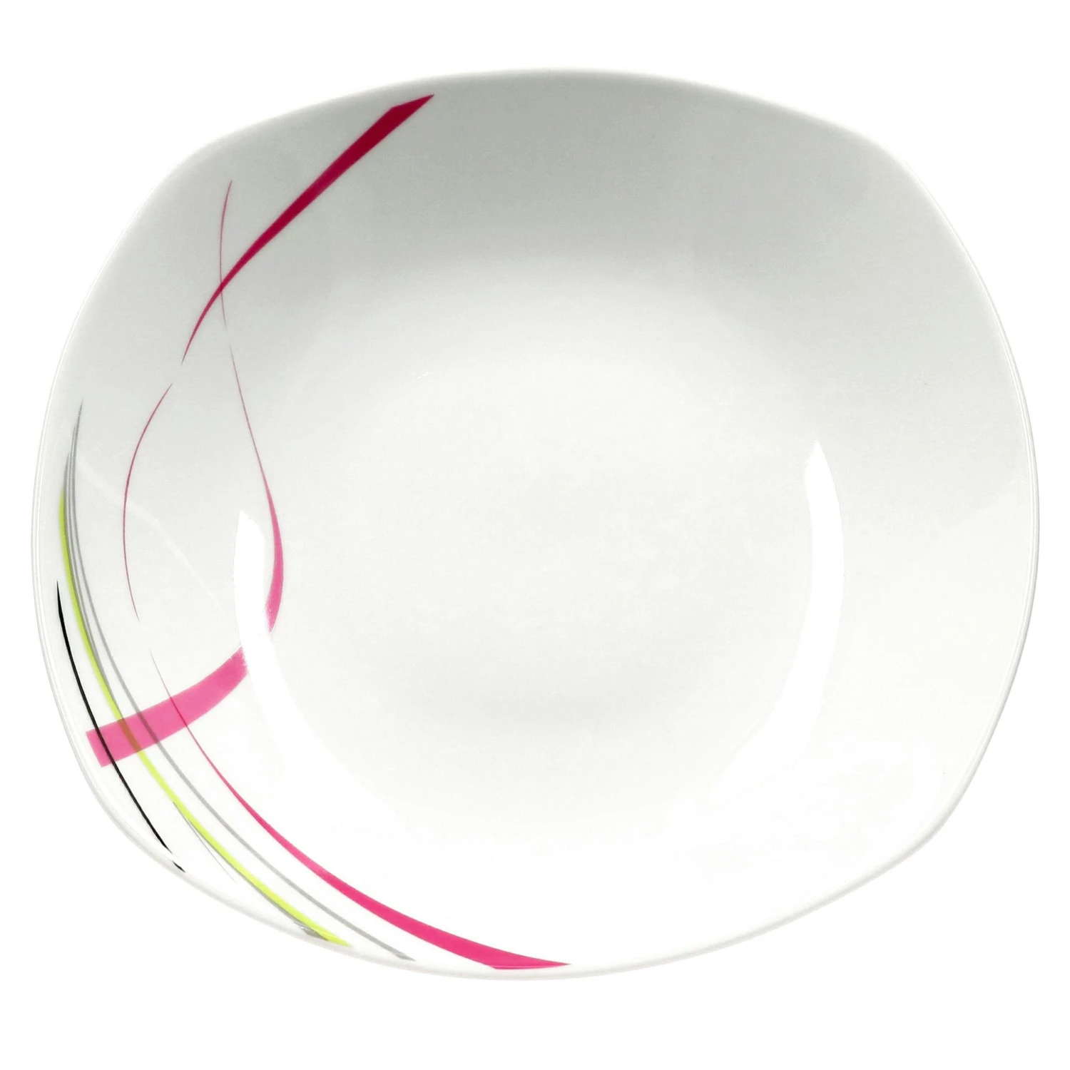 Tafelservice Fashion 12tlg. Leicht Eckig Porzellan Für 6 Personen Weiß Mit Liniendekor 6 Tafelservice Fashion 12tlg. Leicht Eckig Porzellan Für 6 Personen Weiß Mit Liniendekor – Bild 6