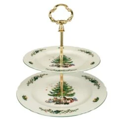 1 X Seltmann Etagere 2-tlg., Form: Marieluise, Glasur: Elfenbein, Dekor: 43607 Weihnachten