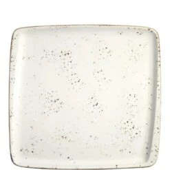 6x Servierplatten Speiseteller Porzellan Geschirr Rechteckig Weiß Creme Braun Bonna Grain Moove 32x30cm Kantenschutz Vintage Retro