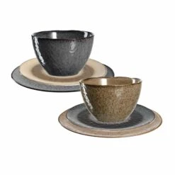 Leonardo MATERA Geschirr Set Gemischt Anthrazit Beige 6-teilig
