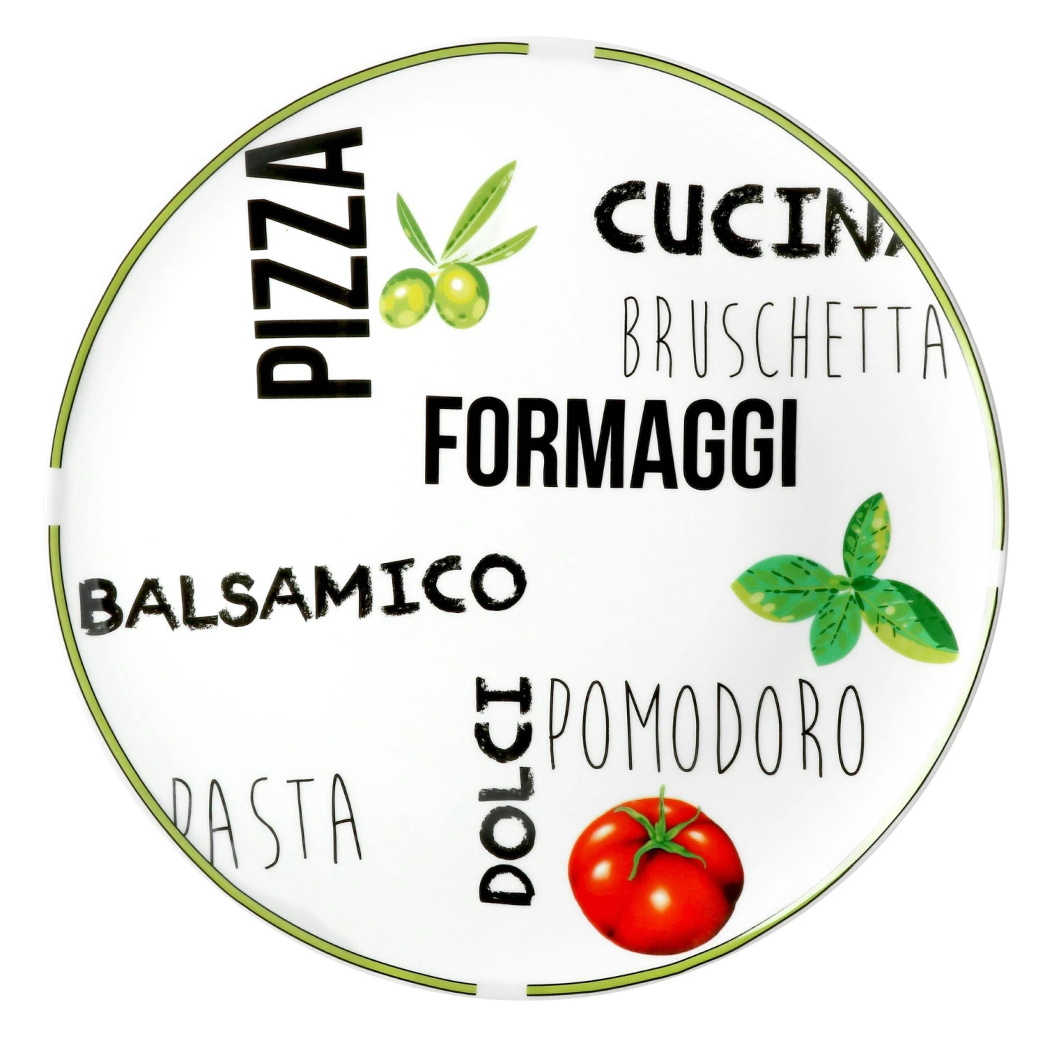 4er Set Pizzateller Tomate Weiß Mit Dekor Ø 31cm - 2x Grün & 2x Rot - 27020533 7 4er Set Pizzateller Tomate Weiß Mit Dekor Ø 31cm - 2x Grün & 2x Rot - 27020533 – Bild 7