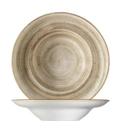 6x Pastateller Geschirr Tief 27cm 45cl Beige Creme Hellbraun Rund Porzellan Bonna Aura Terrain Gourmet Kantenschutz