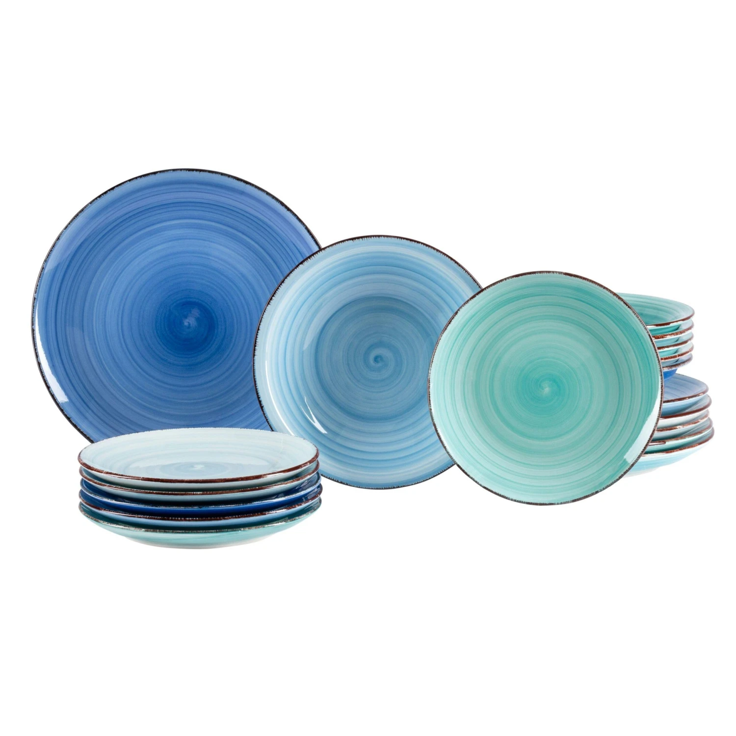 18tlg. Tellerset Blue Baita Curacao Für 6 Personen In Verschiedenen Blau-Tönen 1 18tlg. Tellerset Blue Baita Curacao Für 6 Personen In Verschiedenen Blau-Tönen